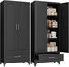 75In Black Industrial Pantry Cabinetry With Drawers