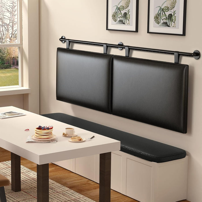 King Size Headboard Wall Mount Headboard, PU Leather Head Board Only Black Hanging Head Boards, Industrial Pipe Modern Bed Backboard for Bedroom (Black, King)