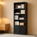 Bookshelf and Bookcase with Doors, Floor Standing 6-Tier Shelf Display Storage Shelves, Tall Bookcases for Home Office, Living Room, Black