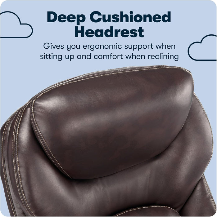 Claremont Ergonomic Executive Office Chair with Back in Motion Technology, Adjustable Mid Back Desk Chair with Lumbar Support, Bonded Leather, Chestnut Brown