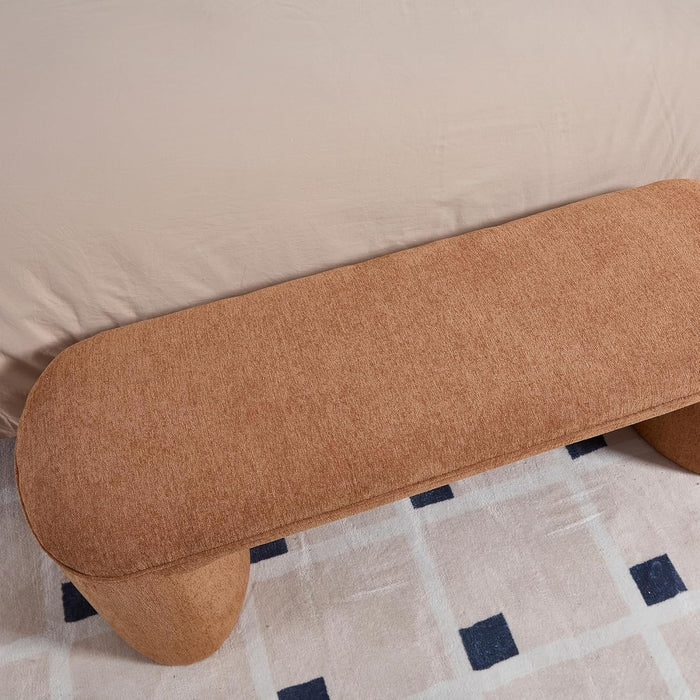 Modern Chenille Upholstered Ottoman Bench with Step Stools, 53" Width Storage Ottoman Bench, Assembled Bench for Entryway, Living Room, End of Bed, Brown