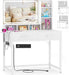 Small Vanity Desk, Vanity Desk with Mirror and Lights, Makeup Vanity Desks with Power Strip, Vanity Table with Drawers and Shelves, Adjustable Lighting, Dressing Table for Bedroom Dressing Room, White