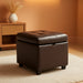 Tufted Leather Square Flip Top Storage Ottoman Cube Foot Rest (Brown with Storage)