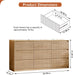 Fluted Dresser for Bedroom with 9 Drawers,62.99" Modern Chest of Drawers with Faux Marble Top, Curved Profile Design,Dresser TV Stand, Wood Drawer Organizer for Living Room, Hallway, Wood