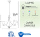 24 Inch Chandelier Featuring Frosted Alabaster Glass
