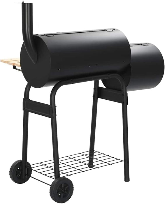 Offset Smoker BBQ Grill with Side Firebox, Charcoal and Wood Burning Smoker for Outdoor Cooking, Backyard Parties, and Grilling, Includes Thermometer and Wheels