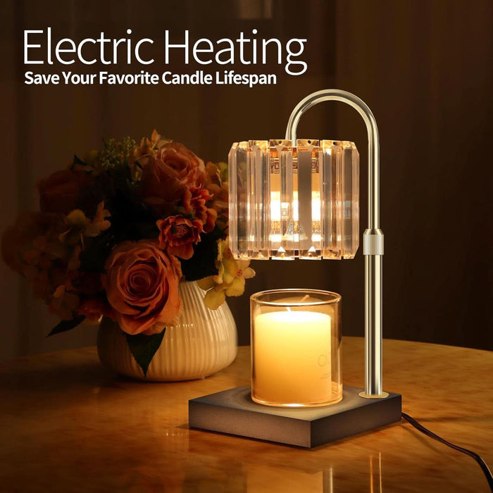 Candle Warmer Lamp, Wax Warmer Candle Lamp Timer & Dimmer 7-Levels, Compatible Most Jar Candles, Top Melting, Cystal Candle Heater Lamp for Scented Wax, Elegant Home Decoration, Black