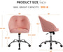 Comfy Desk Chair Cute Office Chair Pink Velvet Desk Chair Makeup Chair Vanity Chair with Back, Modern Swivel Computer Chair Accent Chair for Bedroom