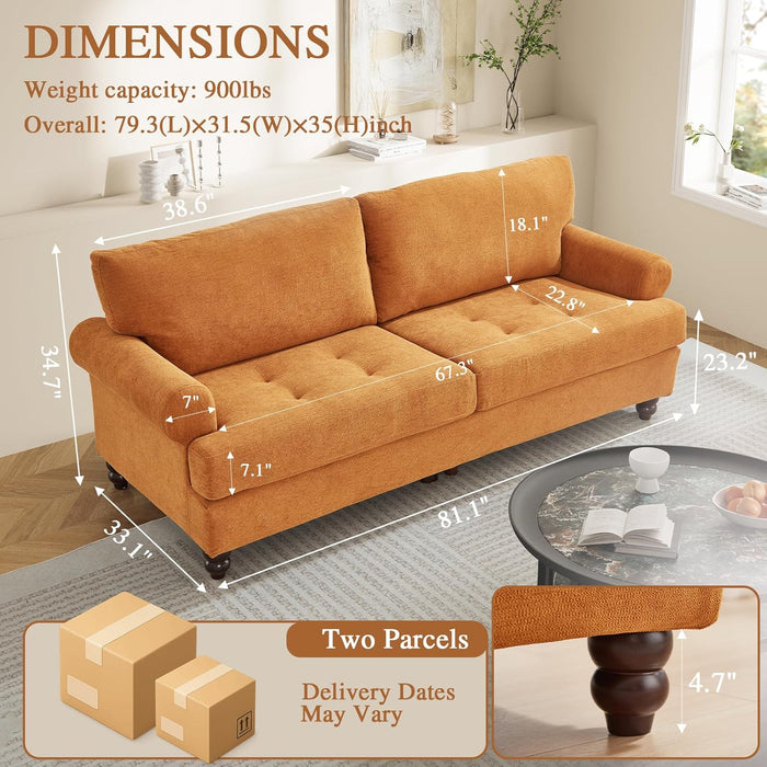 81-Inch Ginger Sofa Modern Upholstered Living Room