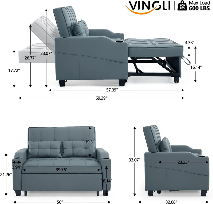 BlueGrey Ultracomfy Convertible Futon SofaBed USBPorts