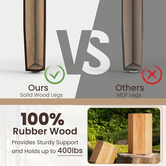 Walnut Wood Dining Chairs Set of 4, Armless Kitchen Chairs with Solid Rubber Wood Legs, Non-Slip Foot Pads, Max Load 400 Lbs, Farmhouse Seat High Ladder Back Dining Room Chairs