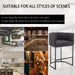 Counter Height Bar Stools Set of 3, Modern Bar Stool with Back, Barrel Bar Chairs with Metal Frames, Upholstered Barstools for Kitchen Island, Pub, Club (Black)