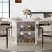 47" White Faux Marble round Dining Table with Storage for Dining Room