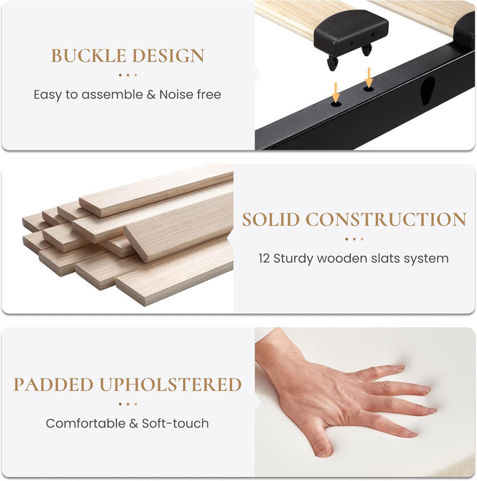 Upholstered Queen Size Platform Bed Frame with 4 Storage Drawers, Adjustable Headboard with Square Stitched Button Tufted Design, Wooden Slat Support, No Box Spring Needed, Dark Grey