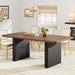 Modern Dining Table for 6-8, 71" Rectangular Farmhouse Kitchen Table with 3.6"×22.9" Black Fluted Wave Metal Legs & Wooden Top, Large Dining Table for Home Office, Dining, Walnut