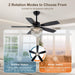 Black 42Inch Chandelier Ceiling Fan App Smart Lighting