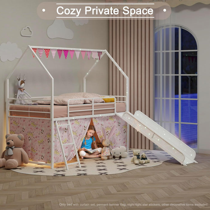 IndustrialStrength Twin Metal Loft Bed With PinkFinish