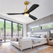 52 Inch Smart Ceiling Fan with Lights,Outdoor Ceiling Fan 3 Wood Blades Compatible with Alexa/Gg Voice Control&App&Remote,Quiet DC Motor for Covered Patio Porch Bedroom,Black and Gold