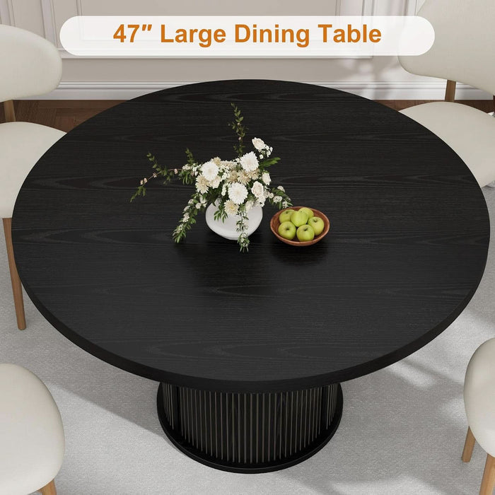 47" round Dining Table for 4-6, Modern Farmhouse Kitchen Table