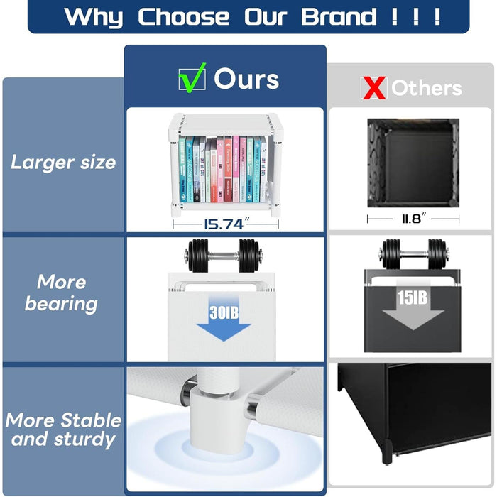 Book Shelf, 18 Cube Storage Organizer, DIY Bookcase, Metal Cube Bookshelf, Tall Book Case for Bedroom, Living Room, Office, Closet Storage Organizer, Black Cubicle Storage Rack-White