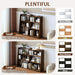 Wooden Extendable Shelf Bookcase - 3-Tier Ladder Low Short Bookshelf for Small Space or Corner, Dark Walnut, S