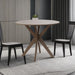 36" round Wood Dining Table, Farmhouse Kitchen Table with Intersecting Pedestal Base & Solid Rubber Wood Legs, Vintage Coffee Tables for Dinette, Small Spaces, Restaurant, Brown