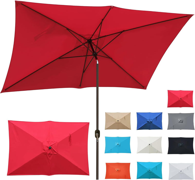 Rectangular Patio Umbrella, Table Market Umbrella with Tilt and Crank, Outdoor Umbrella for Garden, Deck, Backyard, Pool and Beach