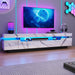 70IN White TV Stand for 75/80 Inch Tv,Modern LED TV Stand for Living Room,High Gloss Entertainment Center with Storage Drawer,App RGB Light,Tv Console,Television Stands(Marbling)