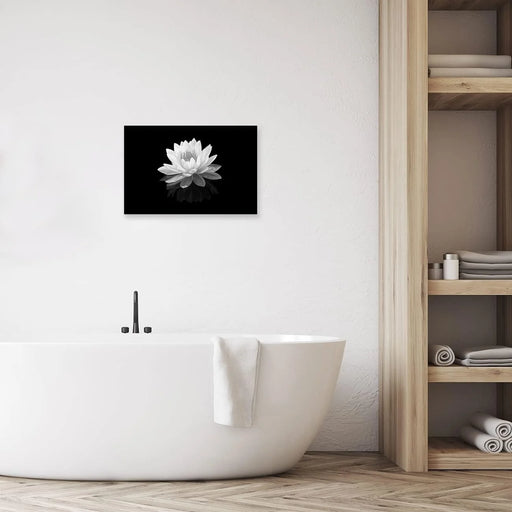 Zen Canvas Wall Art Lotus Flower Canvas Painting Black and White Floral Pictures Modern Meditation Frame Ready to Hang (Black and White Lotus Flower - 3, 8"X10"(20X25Cm))