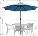 9' round Patio Umbrella with 32 Solar Powered LED Lights, Push-Button Tilt and Hand Crank Lift, Solar Umbrella in Teal for Porch, Deck, and Patio by