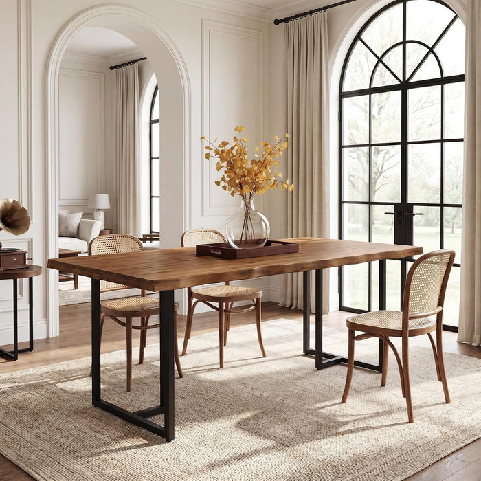 63" Solid Wood Dining Table for 4–6 with Live-Edge Top, Walnut