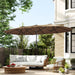 14.4Ft Large Patio Umbrella with 36 Solar LED Lights, Double Sided Outdoor Umbrella with Base Included