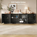 70" Fluted Mid Century Modern Sideboard Buffet Cabinet with Storage, Black