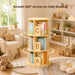Rotating Bookshelf, 360° Spinning Bookcase for Small Spaces, Floor Standing Wooden Book Organizer, Narrow Corner Shelf for Bedroom, Study Room(3 Tier)