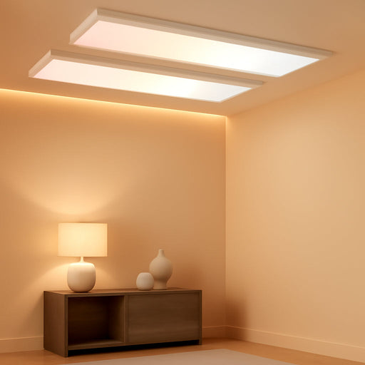 1X4 FT LED Flat Panel Selectable CCT Flush Mount Light,4800Lm,48W Dimmable Ultra Slim Edge-Lit Ceiling Light, 3000K/4000K/5000K Built-In Driver Surface Mount Lights for Kitchen Garage,2 Pack