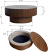 31.5" round Coffee Table with Hidden Storage Compartment, Modern Handcraft Fluted Drum Coffee Table, Wooden Circle Center Table Cocktail Tea Table with Sturdy Pedestal for Living Room, Walnut