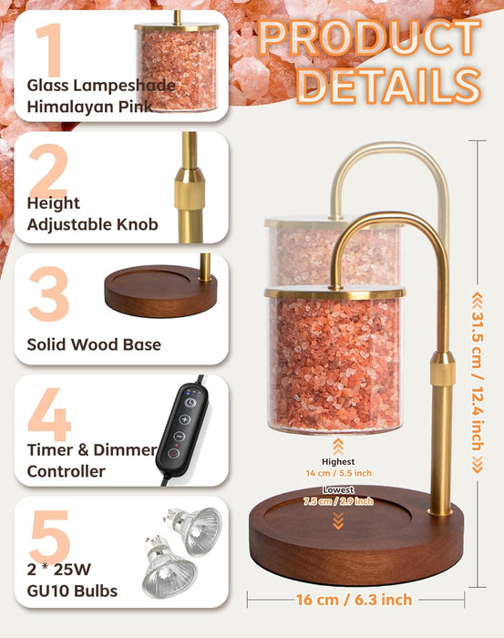 Candle Warmer Lamp with Himalayan Pink Salt, Timer & Dimmable Candle Warmer for Jar Candles, Birthday Gifts for Women Mom, House Warming Gifts, Candle Lamp Warmer for Home Decor