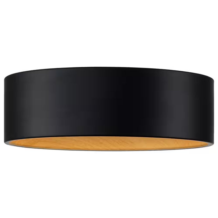 13 In. 1-Light Black and Wood Finish Color Chaning 3000K 4000K 5000K Dimmable LED Flush Mount