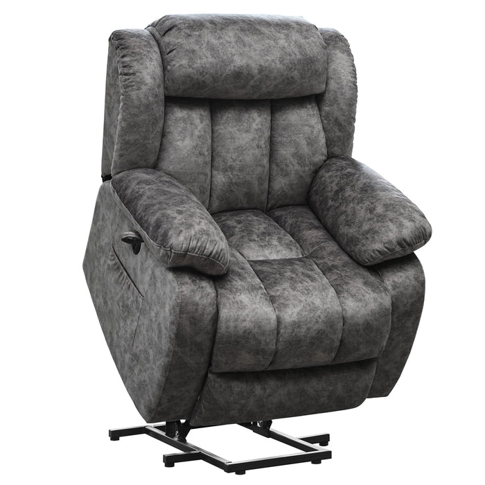 Power Lift Recliner Chair for Elderly, Massage Lift Reclining Chairs with Heat & Vibration, Heavy Duty Electric Plush Fabric Sofa Home Living Room Chairs,Dark Gray