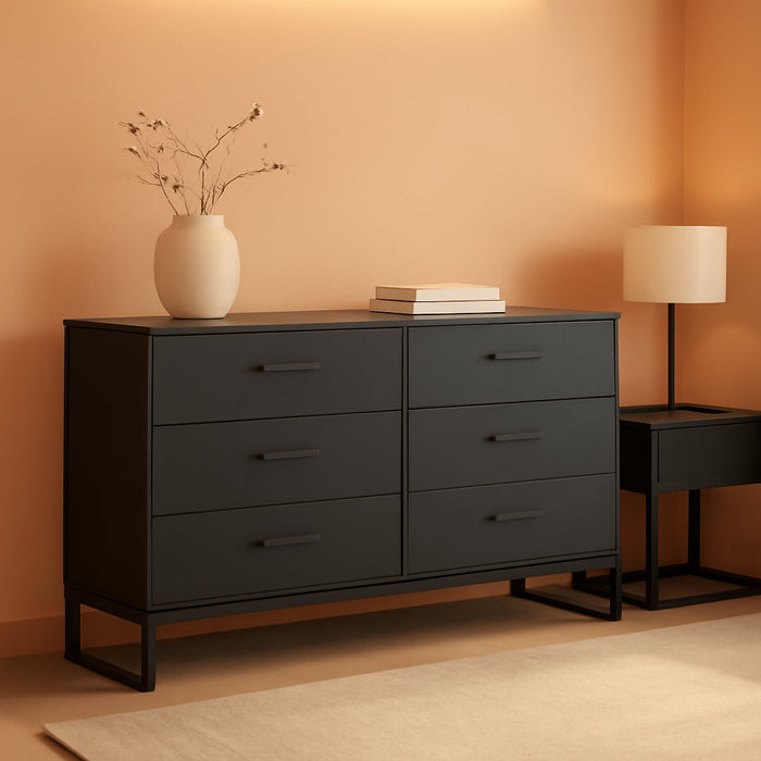 Socalle Modern 6-Drawer Dresser with Safety Stop, Black