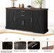 63" Farmhouse Barn Door Sideboard Buffet Cabinet with Storage – 2 Drawers, Adjustable Shelves, Door Rack, Kitchen Buffet, Large Sideboard Buffet Cabinet, Cabinet for Dishes, Black