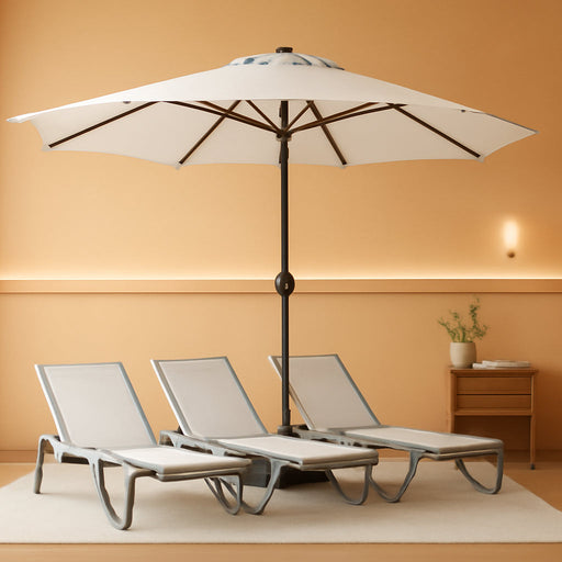 15FT Large Patio Umbrella with Base, Double Sided Rectangular Outdoor Umbrella with Sturdy Fiberglass Ribs, UPF 50+ Sun Protection, Wind-Resistant, Waterproof Fade-Resistant Fabric for Pool, Garden, Backyard, Deck(Creamy-White)