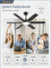 52 Inch Ceiling Fans with Lights, Indoor/Outdoor Modern Ceiling Fan with Reversible Blade and 2 Rods, Quiet DC Motor, 3CCT & 6-Speed Remote Control, Dual Finish Blade for Living Room/Bedroom