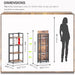 No Assembly Small 4 Tier Folding Bookshelf Compact Storage Shelves Vintage Bookcase Standing Racks for Bedroom Living Room Home Office