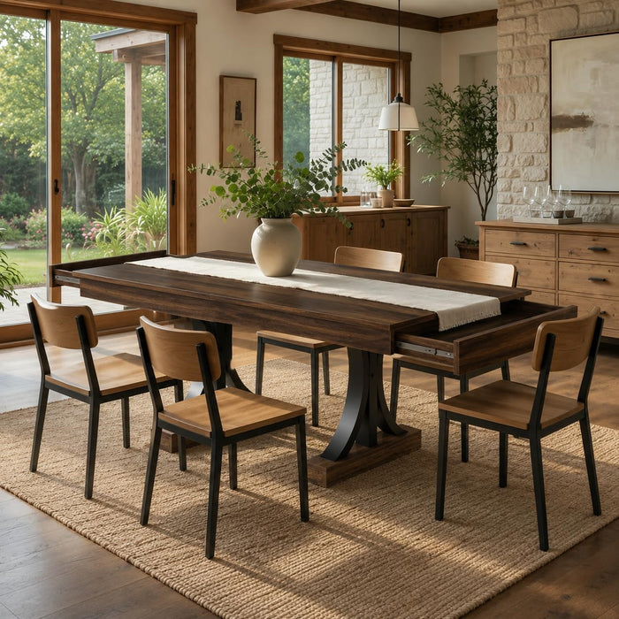 Farmhouse Dining Table for 4-6, 63-Inch Dining Table