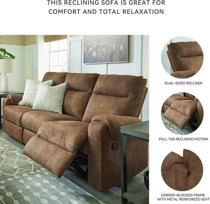 Edenwold Contemporary Faux Leather Manual Reclining Sofa, Dark Brown