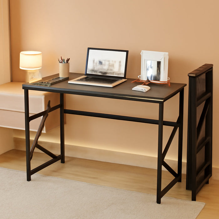Folding Desk Writing Computer Desk for Home Office, No-Assembly Study Office Desk Foldable Table for Small Spaces