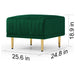 Living Room Ottoman Black Velvet Channel Tufted to Combine with Sectional Sofa or Armchair, Green