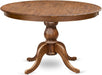 FE6-0N-TP round Breakfast Table with Acacia Wood Top and Elegant Pedestal Base - Antique Walnut Finish