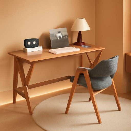 Natural Oak IndustrialStyle SolidWood 47InchWide Desk